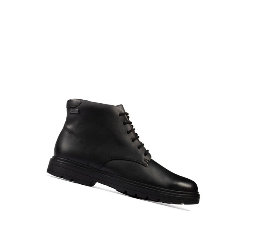 Buty Szkolne Clarks Loxham Walk Gore-tex Skórzane Chłopięce Czarne | AEOPNM852