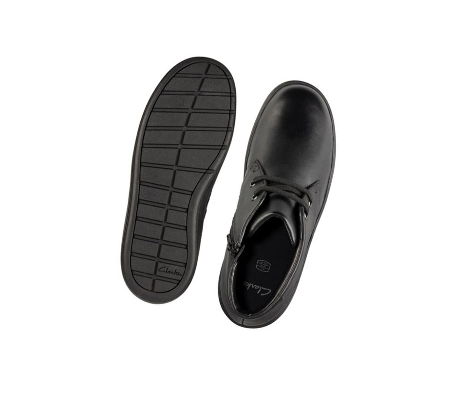 Buty Szkolne Clarks Streetwear Step Skórzane Chłopięce Czarne | PAECRT481