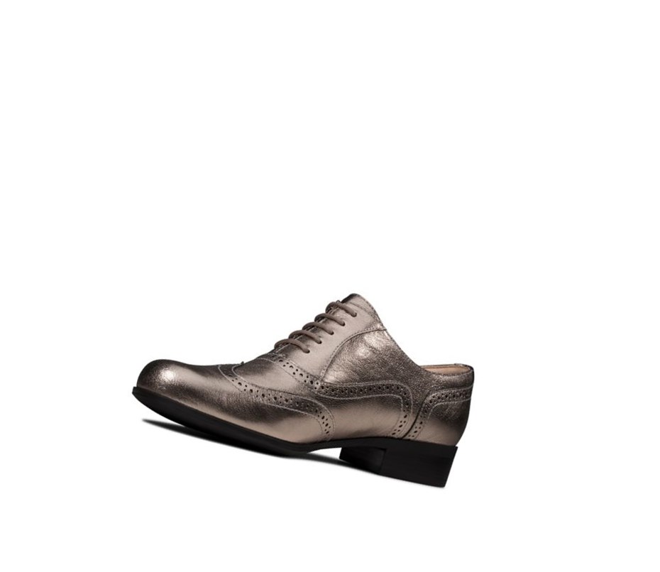 Buty Sznurowane Clarks Hamble Oak Skórzane Damskie Złote Metal | MVZPYK763