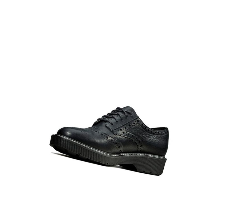 Buty Sznurowane Clarks Witcombe Echo Skórzane Damskie Czarne | HRSXGW843