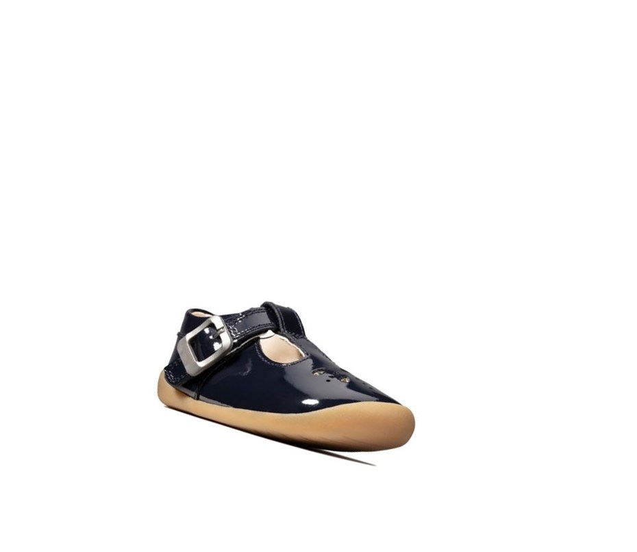 Buty do Chodzenia Clarks Roamer Star Lakierowana Dziewczynka Granatowe | JKEWMY027