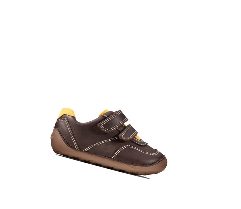 Buty do Chodzenia Clarks Tiny Dusk Skórzane Chłopięce Brązowe | QHWKLA145