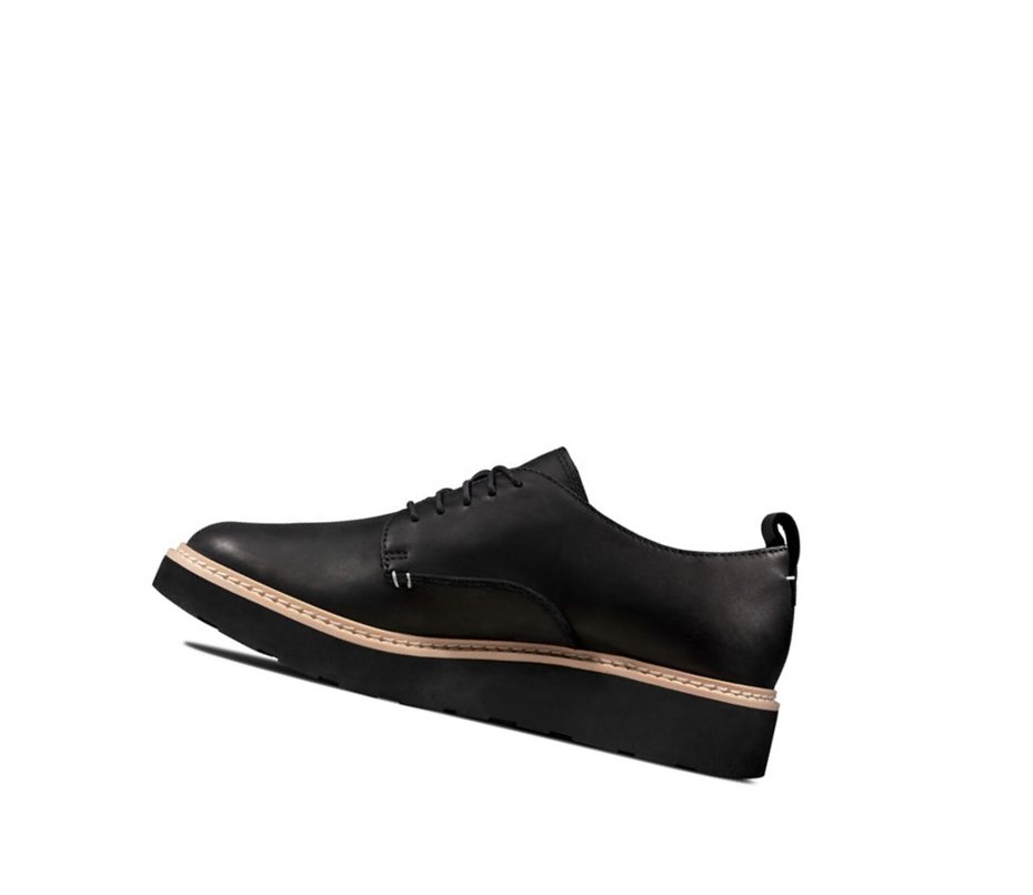 Buty do Chodzenia Clarks Trace Walk Skórzane Damskie Czarne | OHWCNS043