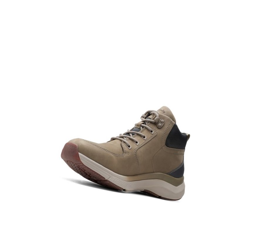 Buty do Chodzenia Clarks Wave2.0 Hi Tekstylne Męskie Oliwkowe | MYTFNL452