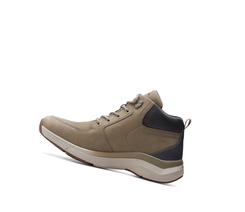 Buty do Chodzenia Clarks Wave2.0 Hi Tekstylne Męskie Oliwkowe | MYTFNL452