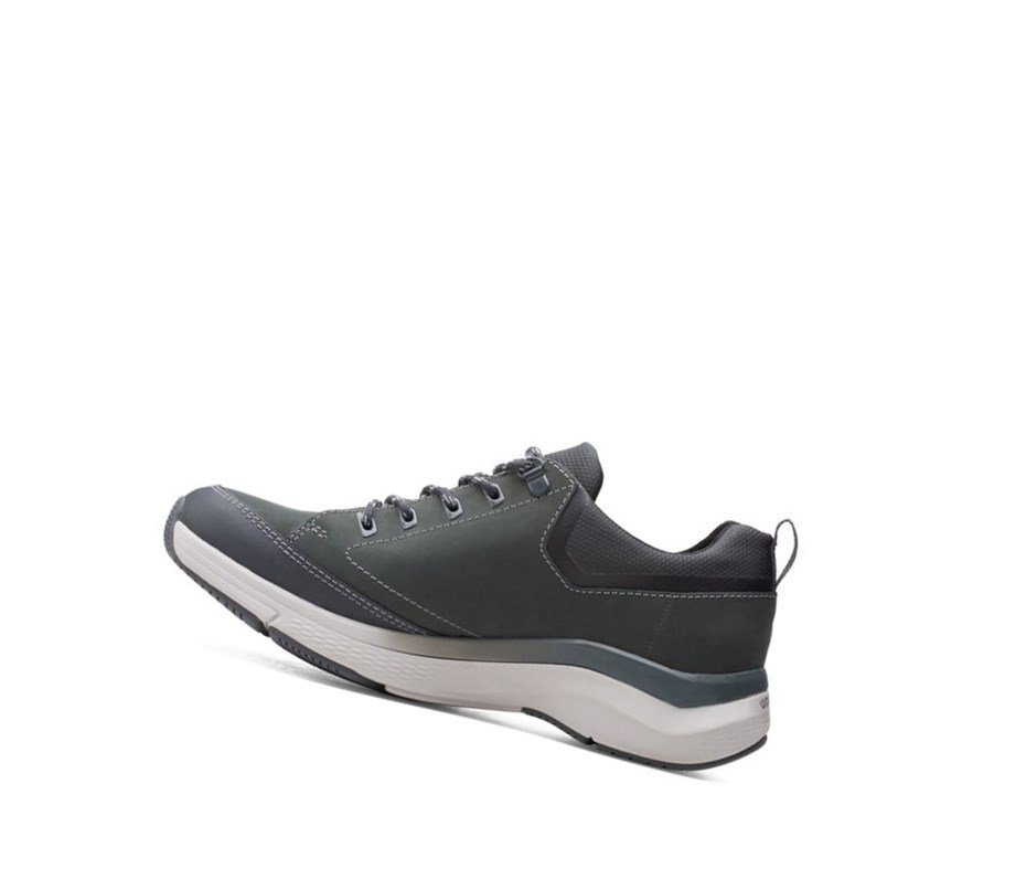 Buty do Chodzenia Clarks Wave 2.0 Vibe Nubuck Skórzane Szerokie Fit Męskie Ciemny Szare | OHLKTG289