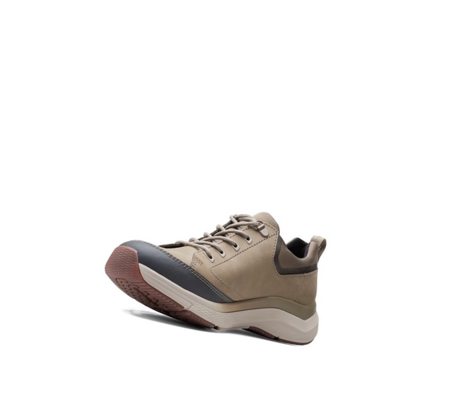 Buty do Chodzenia Clarks Wave 2.0 Vibe Nubuck Skórzane Szerokie Fit Męskie Oliwkowe | UYXGNE678