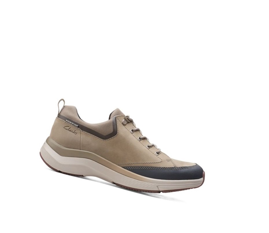 Buty do Chodzenia Clarks Wave 2.0 Vibe Nubuck Skórzane Szerokie Fit Męskie Oliwkowe | UYXGNE678