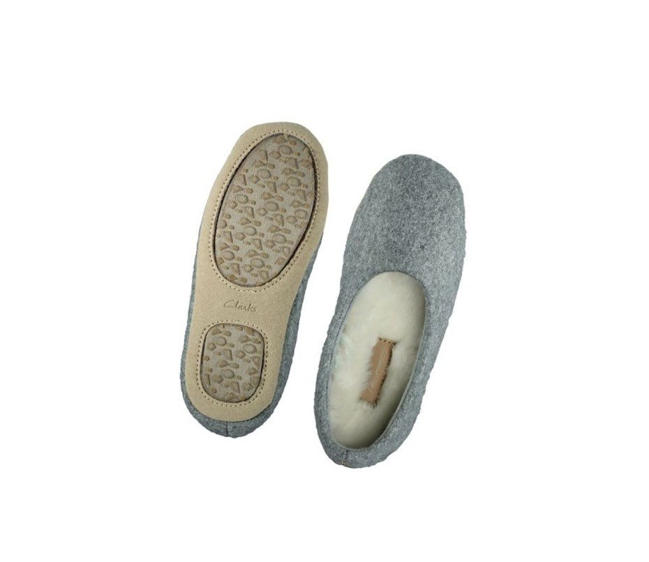 Kapcie Clarks Cozily Soft Dziewczynka Głęboka Szare | KVSXCD102