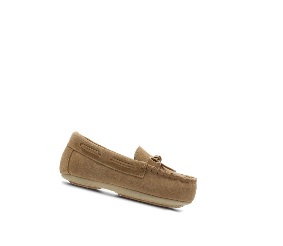 Kapcie Clarks Crackling Flo Zamszowe Chłopięce Brązowe | OVDBQF057