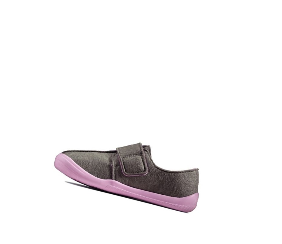 Kapcie Clarks Yin Spark Felt Dziewczynka Szare | IPDWCN341