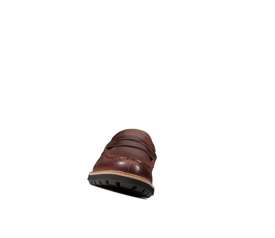 Loafersy Clarks Batcombe Edge Skórzane Męskie Ciemny Brązowe | RJNIXT935