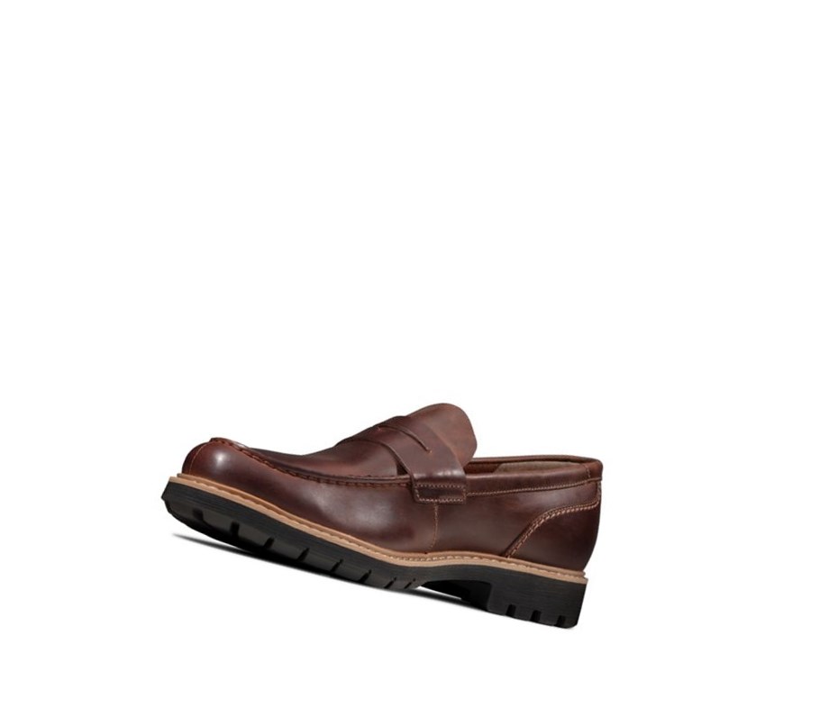 Loafersy Clarks Batcombe Edge Skórzane Męskie Ciemny Brązowe | RJNIXT935