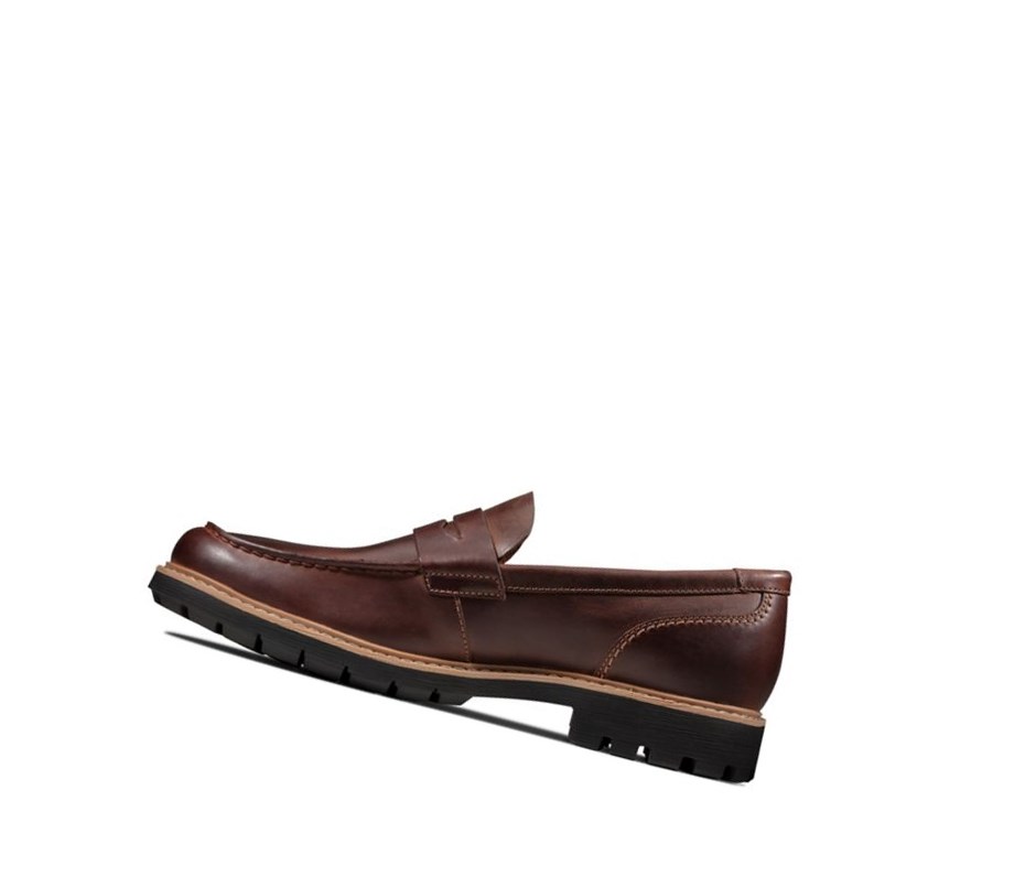 Loafersy Clarks Batcombe Edge Skórzane Męskie Ciemny Brązowe | RJNIXT935