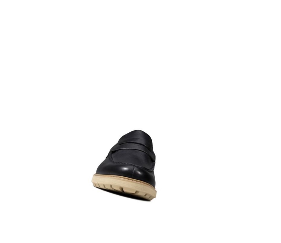 Loafersy Clarks Batcombe Edge Skórzane Męskie Granatowe | YINQRO625