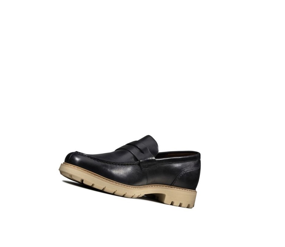 Loafersy Clarks Batcombe Edge Skórzane Męskie Granatowe | YINQRO625