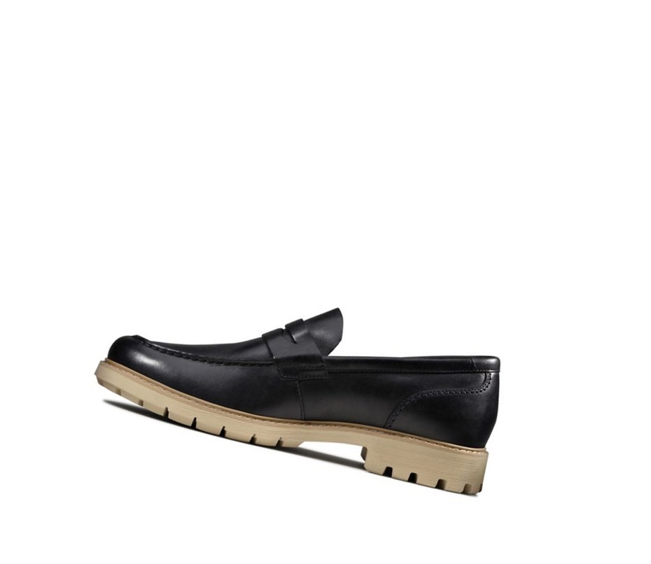 Loafersy Clarks Batcombe Edge Skórzane Męskie Granatowe | YINQRO625