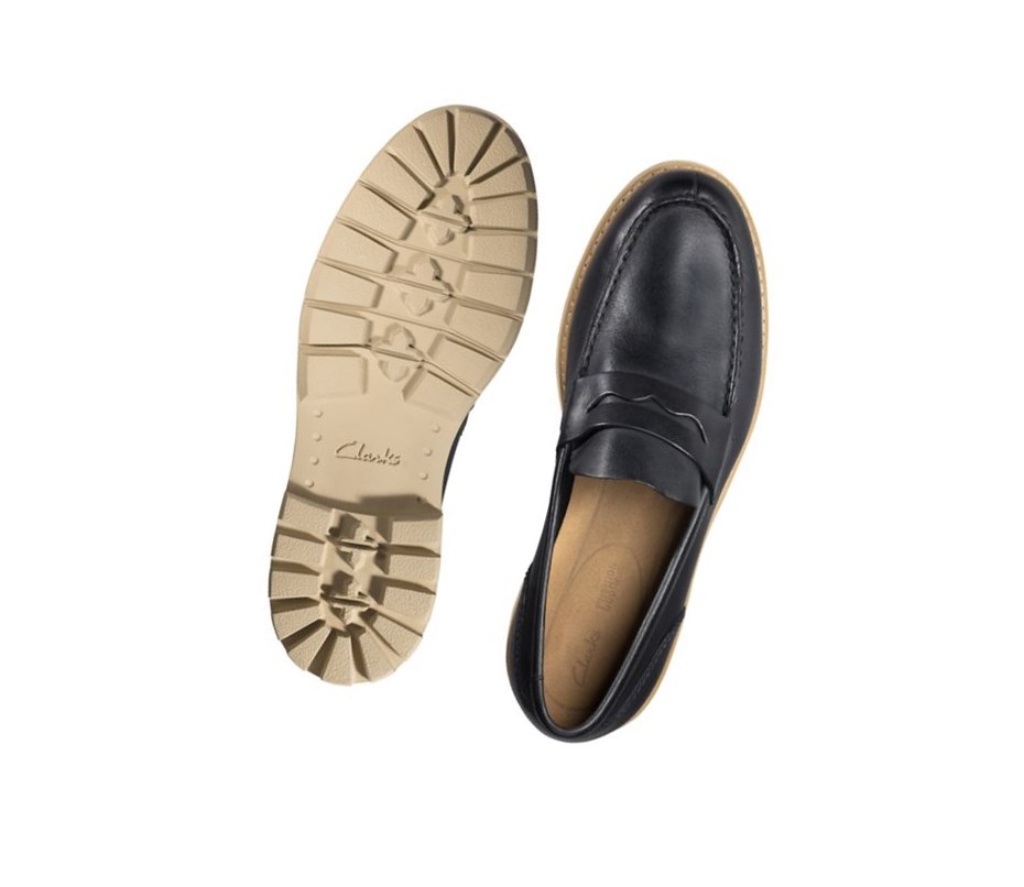 Loafersy Clarks Batcombe Edge Skórzane Męskie Granatowe | YINQRO625