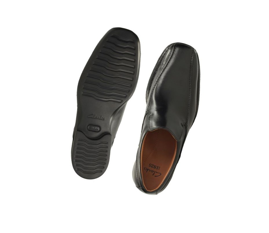 Loafersy Clarks Francis Flight Skórzane Męskie Czarne | QSGOWM270