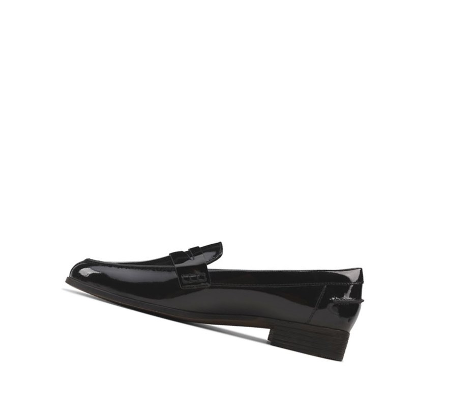 Loafersy Clarks Hamble Lakierowana Skórzane Damskie Czarne | TAVFCX462