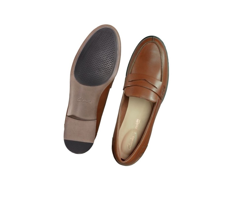 Loafersy Clarks Hamble Skórzane Damskie Brązowe | BNQGOW035