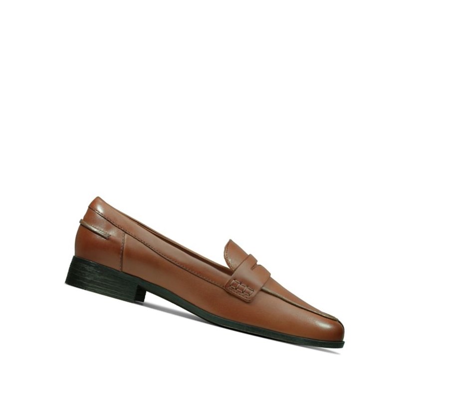 Loafersy Clarks Hamble Skórzane Damskie Brązowe | BNQGOW035