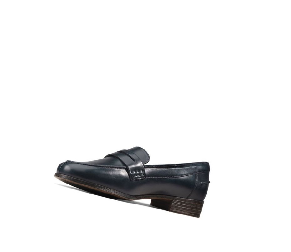 Loafersy Clarks Hamble Skórzane Damskie Granatowe | SORVXB247