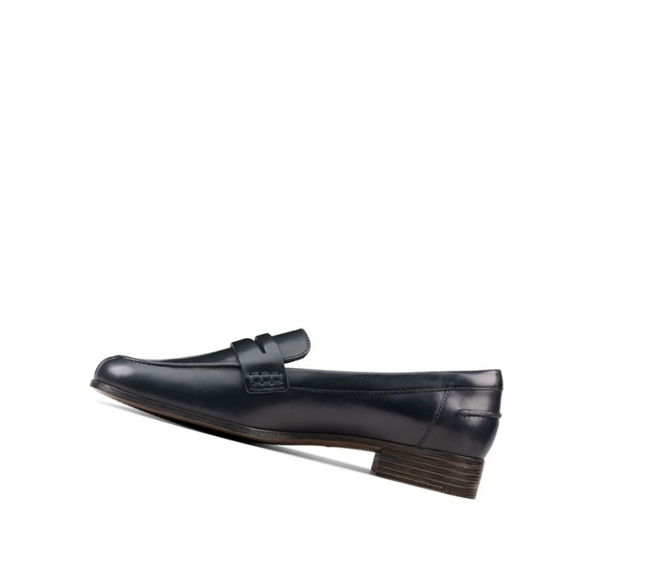 Loafersy Clarks Hamble Skórzane Damskie Granatowe | SORVXB247