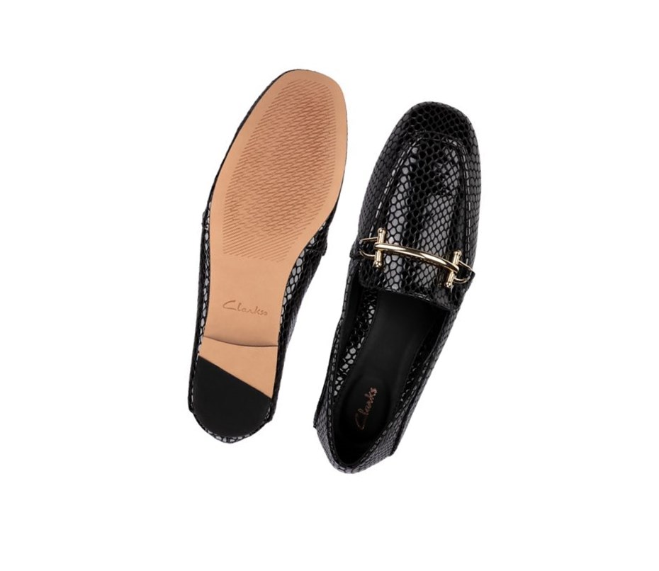 Loafersy Clarks Pure 2 Skórzane Damskie Czarne | JXRFNI182