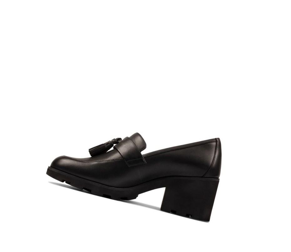 Loafersy Clarks Rene Skórzane Damskie Czarne | QSKTYU910