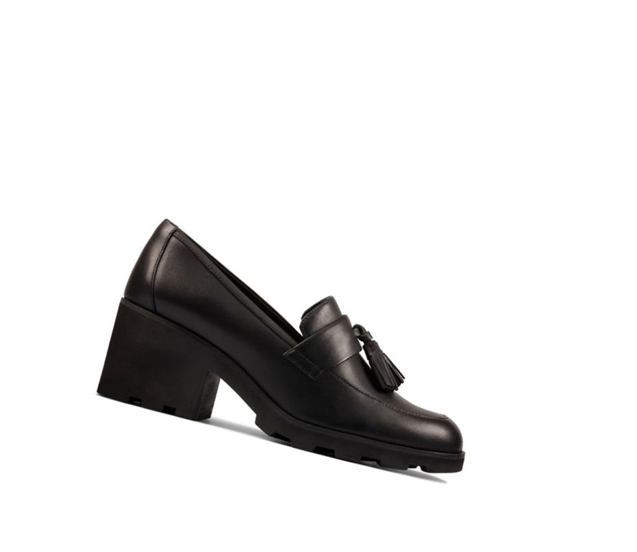 Loafersy Clarks Rene Skórzane Damskie Czarne | QSKTYU910