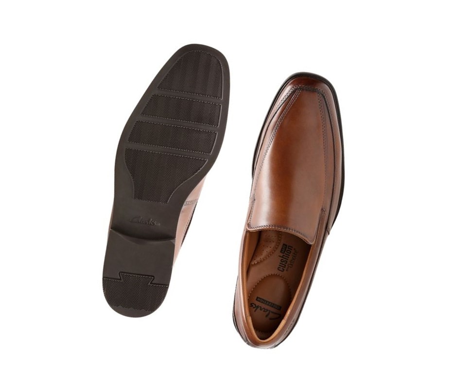 Loafersy Clarks Tilden Free Skórzane Męskie Ciemny Brązowe | AWJHSD918