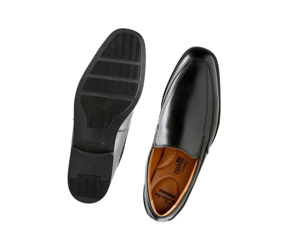 Loafersy Clarks Tilden Free Skórzane Męskie Czarne | DKLRFU862