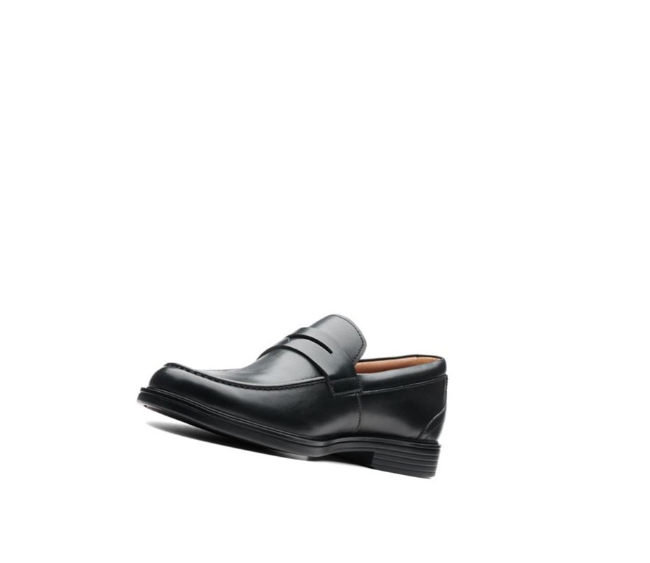 Loafersy Clarks Un Aldric Step Skórzane Męskie Czarne | FQSKGL265