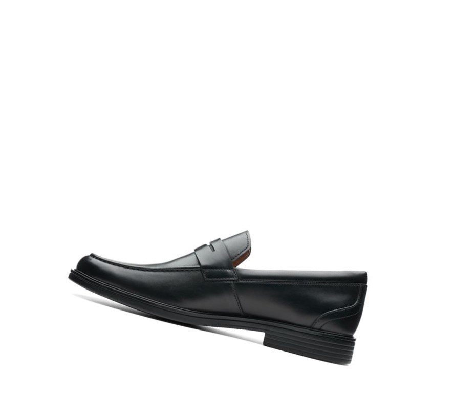 Loafersy Clarks Un Aldric Step Skórzane Męskie Czarne | FQSKGL265