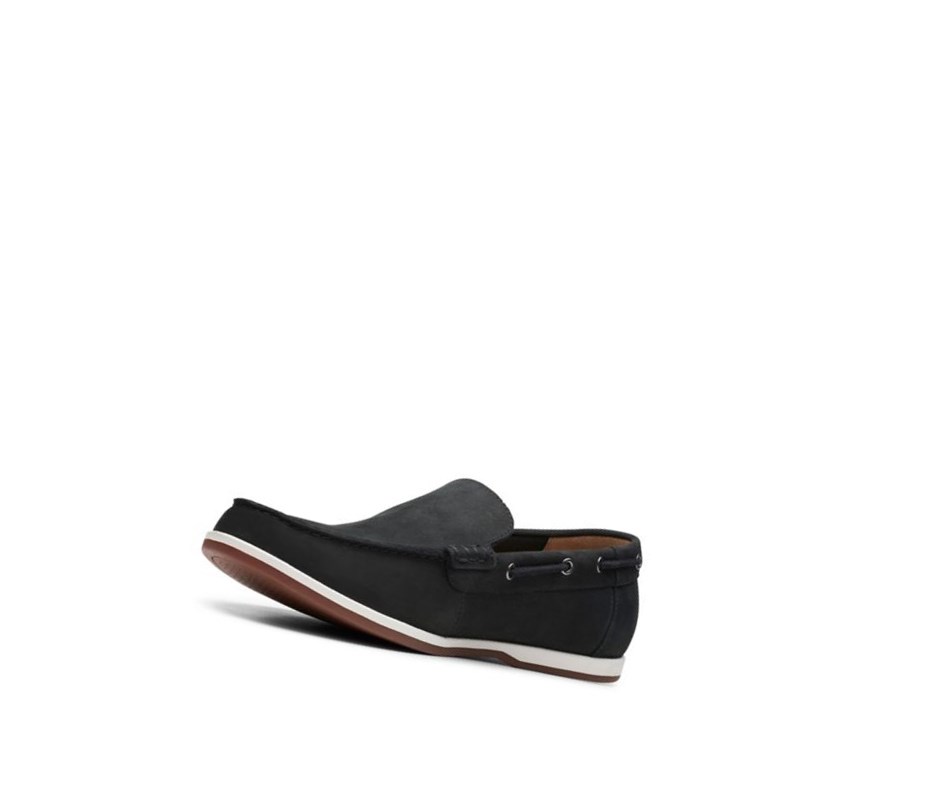 Mokasyny Clarks Morven Sun Nubuck Męskie Czarne | OAVNKC345