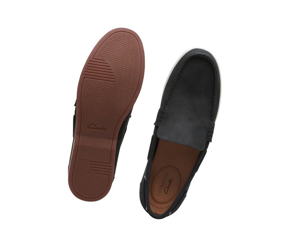 Mokasyny Clarks Morven Sun Nubuck Męskie Czarne | OAVNKC345