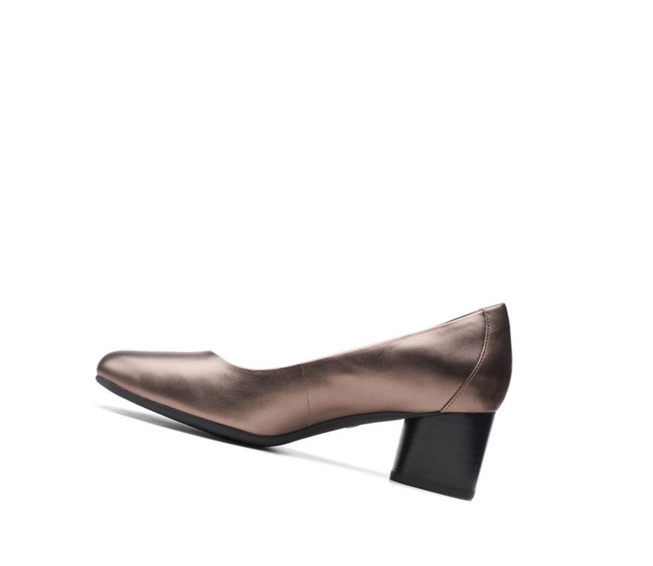 Mokasyny Clarks Un Cosmo Sukienki Skórzane Szerokie Fit Damskie Miedź Metal | RTMQLO049