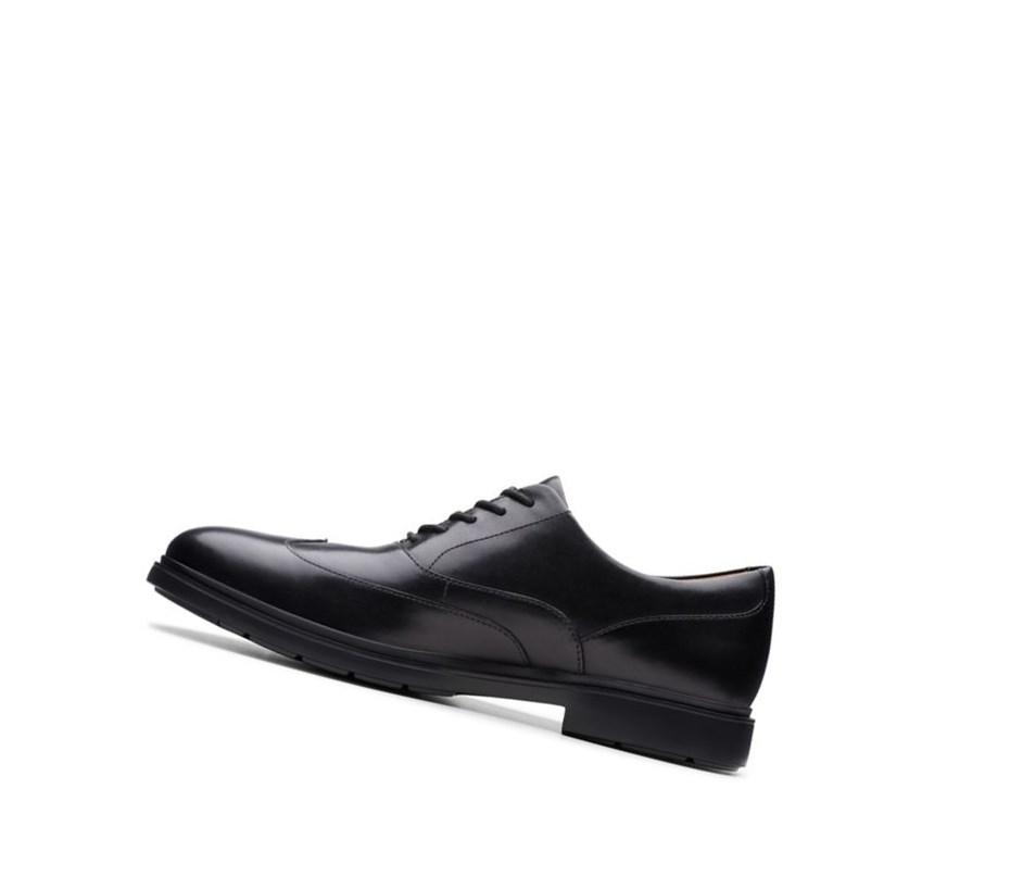 Mokasyny Clarks Un Tailor Wing Skórzane Męskie Czarne | ODVKQF087