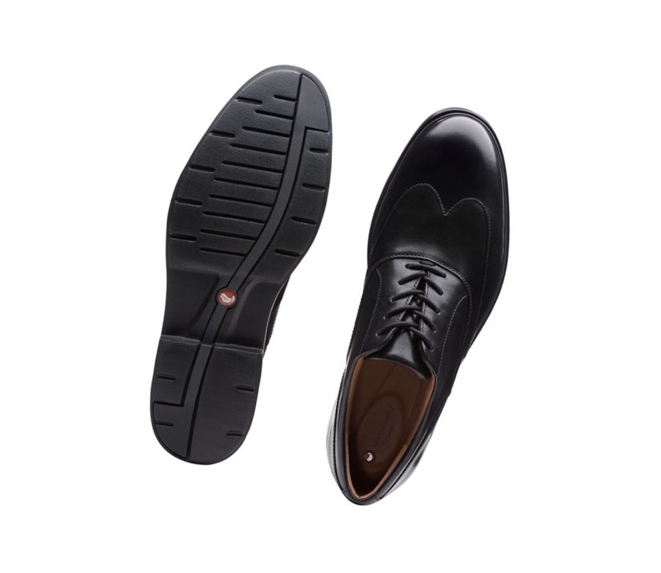 Mokasyny Clarks Un Tailor Wing Skórzane Męskie Czarne | ODVKQF087