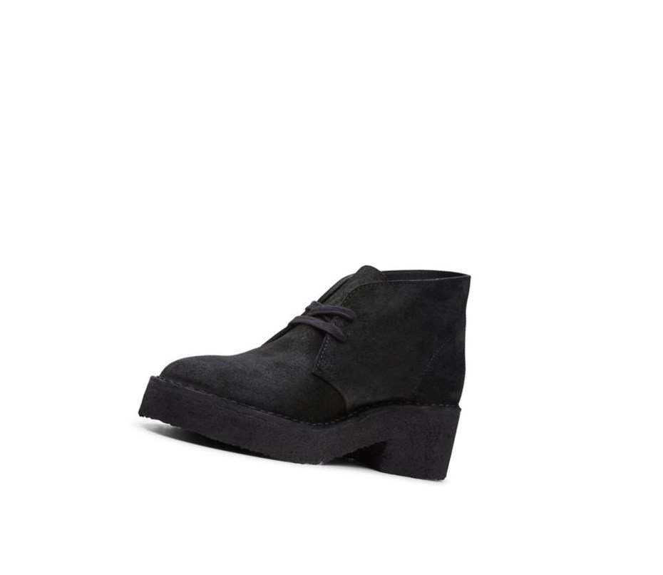 Pustynne Buty Clarks Arisa Zamszowe Damskie Czarne | NSHEFL758