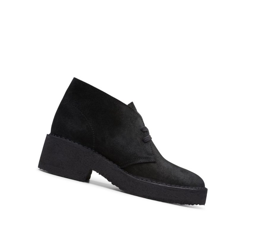 Pustynne Buty Clarks Arisa Zamszowe Damskie Czarne | NSHEFL758