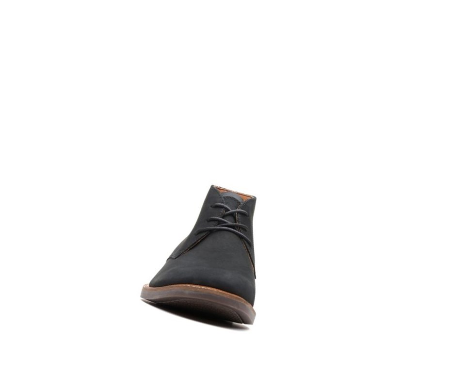 Pustynne Buty Clarks Atticus Limit Nubuck Skórzane Męskie Czarne | IUSWQZ154