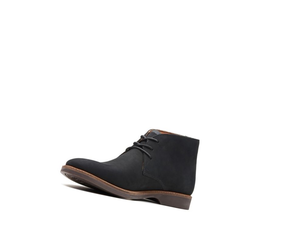 Pustynne Buty Clarks Atticus Limit Nubuck Skórzane Męskie Czarne | IUSWQZ154