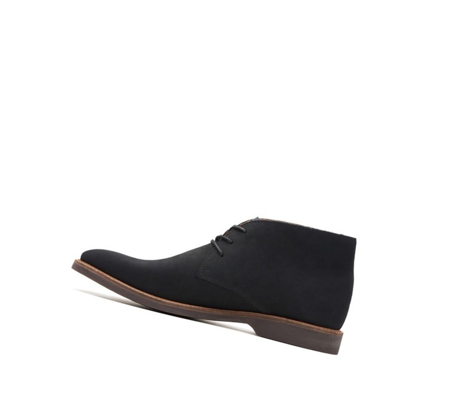 Pustynne Buty Clarks Atticus Limit Nubuck Skórzane Męskie Czarne | IUSWQZ154