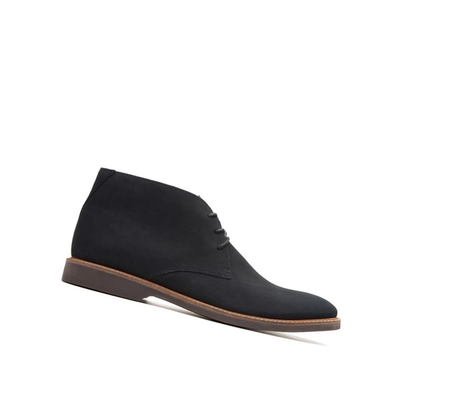 Pustynne Buty Clarks Atticus Limit Nubuck Skórzane Męskie Czarne | IUSWQZ154