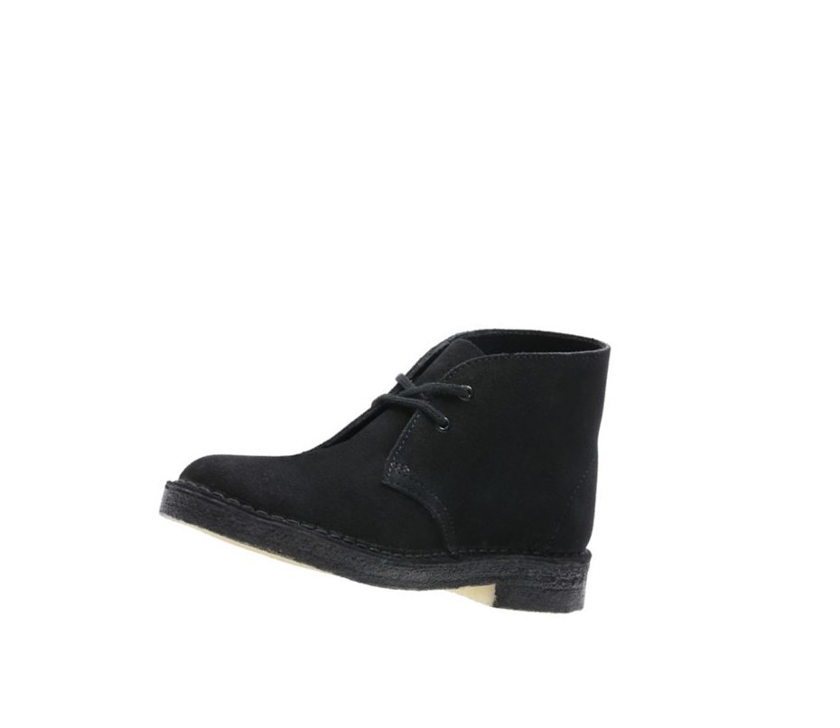 Pustynne Buty Clarks Iconic Zamszowe Damskie Czarne | OAJQNE823