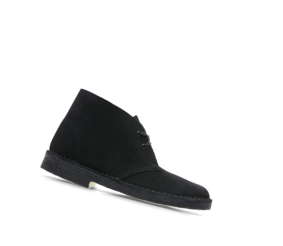 Pustynne Buty Clarks Iconic Zamszowe Damskie Czarne | OAJQNE823