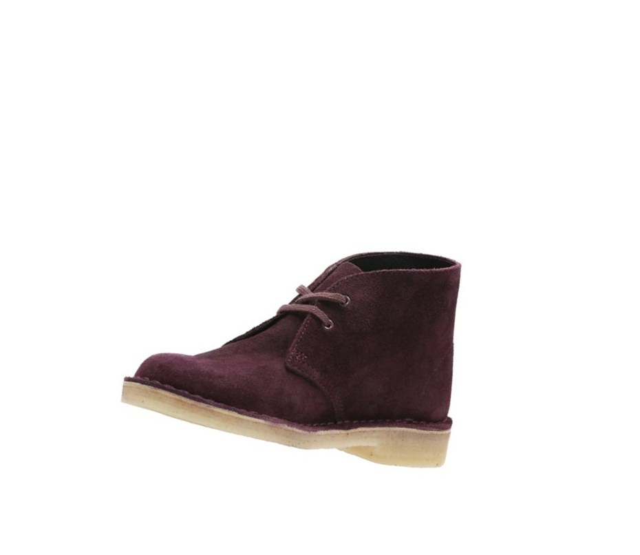 Pustynne Buty Clarks Oryginalne Zamszowe Damskie Bordowe | SKBDIL784