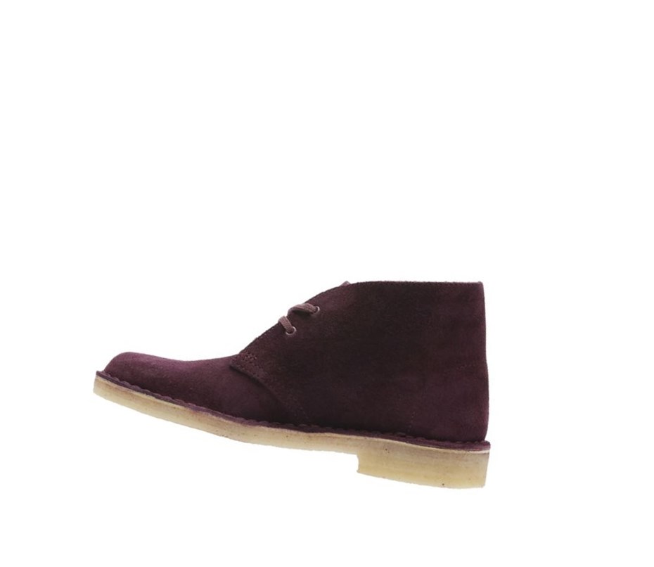 Pustynne Buty Clarks Oryginalne Zamszowe Damskie Bordowe | SKBDIL784